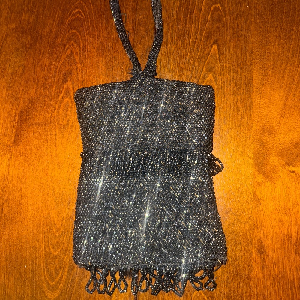 Vintage Elegant Black Beaded Evening Bag